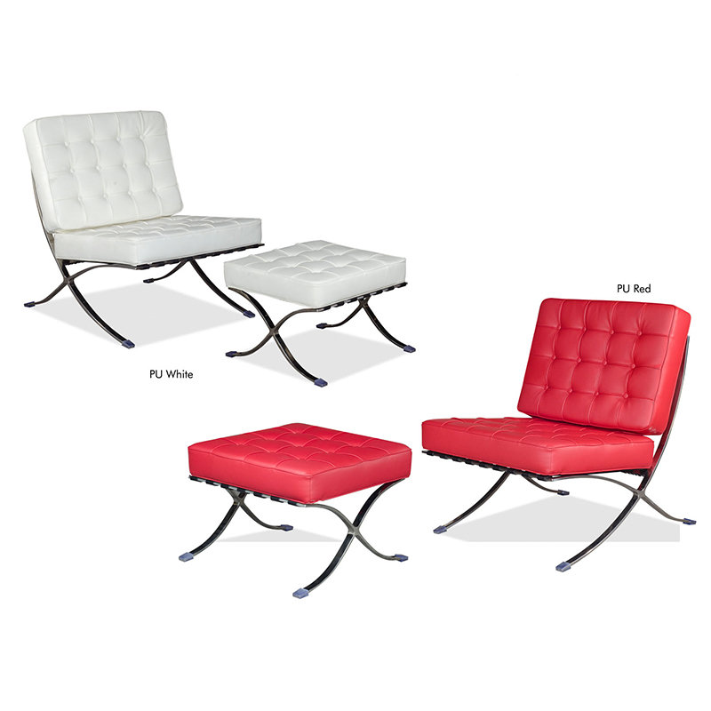 BARCELONA designer lounge chair with stool