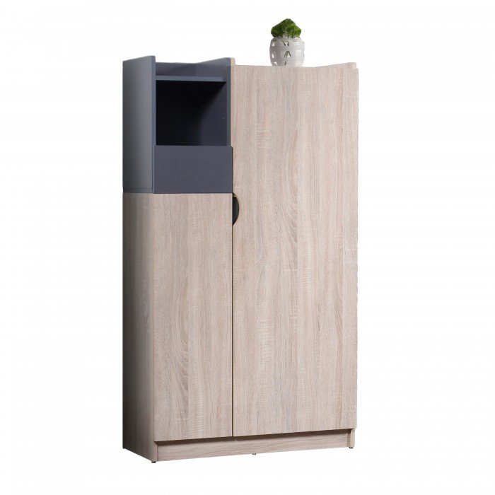 HELSINKI 2 door high shoe cabinet-Oak