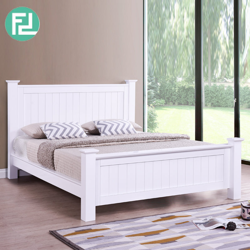 LERWICK solid wood painted queen size bedframe-white