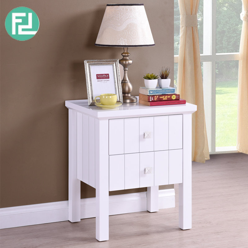 LERWICK solid wood painted 2 drawer bedside table-white