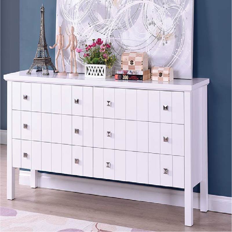 LERWICK solid wood painted 6 drawers chest-white