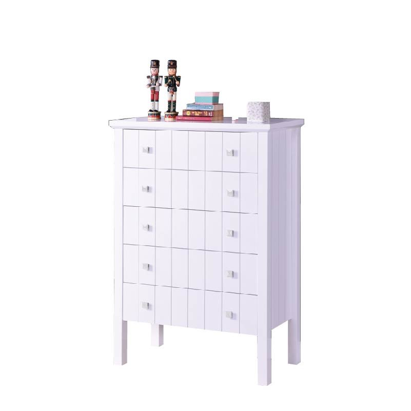 LERWICK solid wood painted 5 drawers chest-white