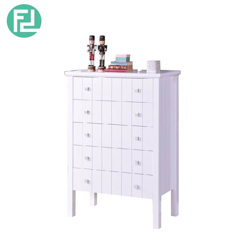 LERWICK solid wood painted 5 drawers chest-white