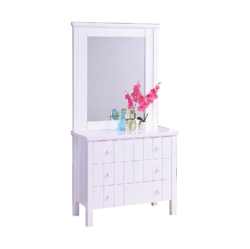 LERWICK solid wood painted dressing table with mirror-white