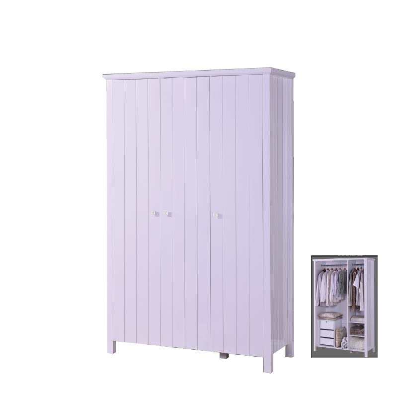 LERWICK solid wood painted 3 door wardrobe-white