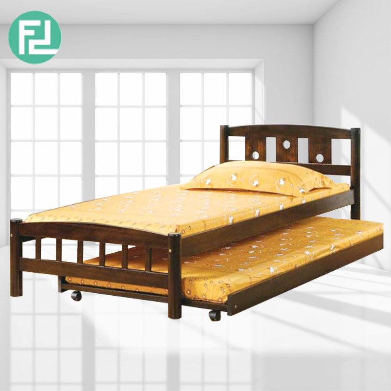 CUSCO single size wooden bedframe with trundle-cappucino