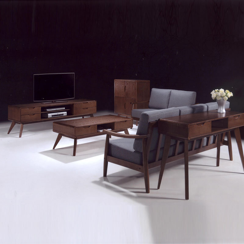 MODESTO Solid wood retro sofa set-walnut