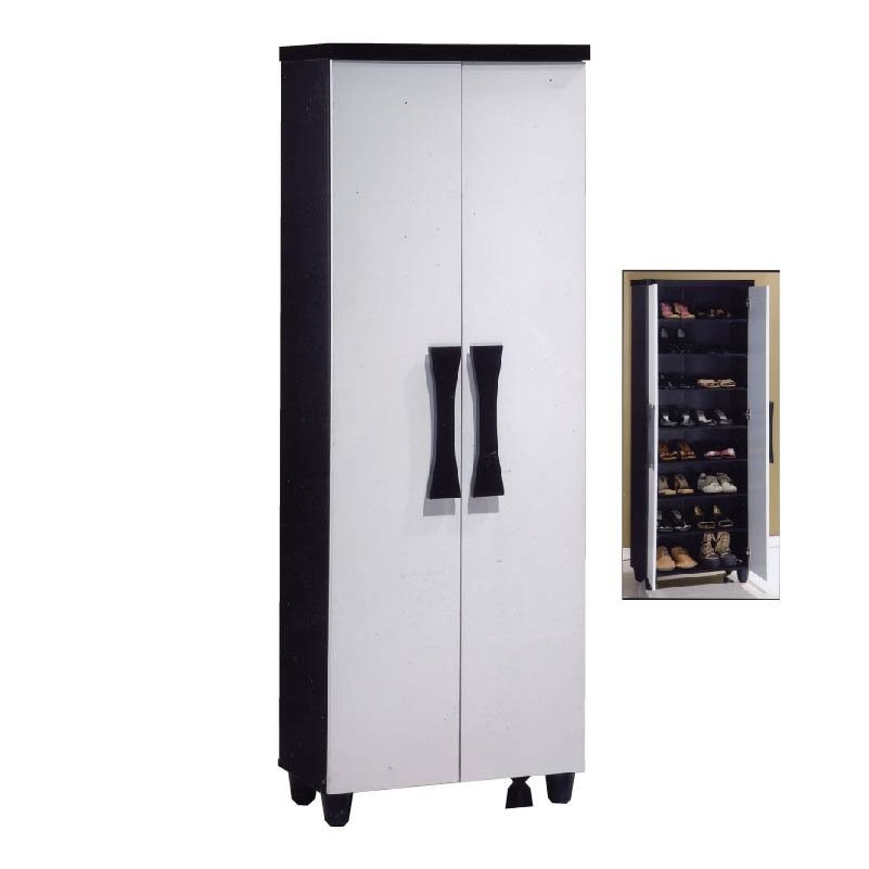 AURORA 2 door 8 tier high shoe cabinet-white
