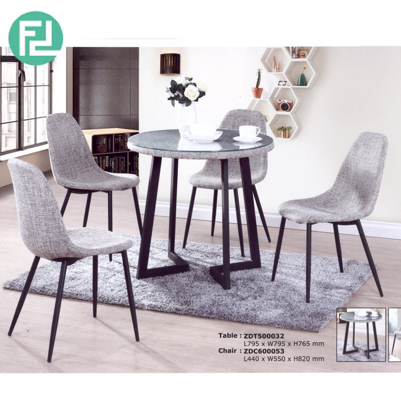 HALLIE Glasstop 4 seater dining set-grey