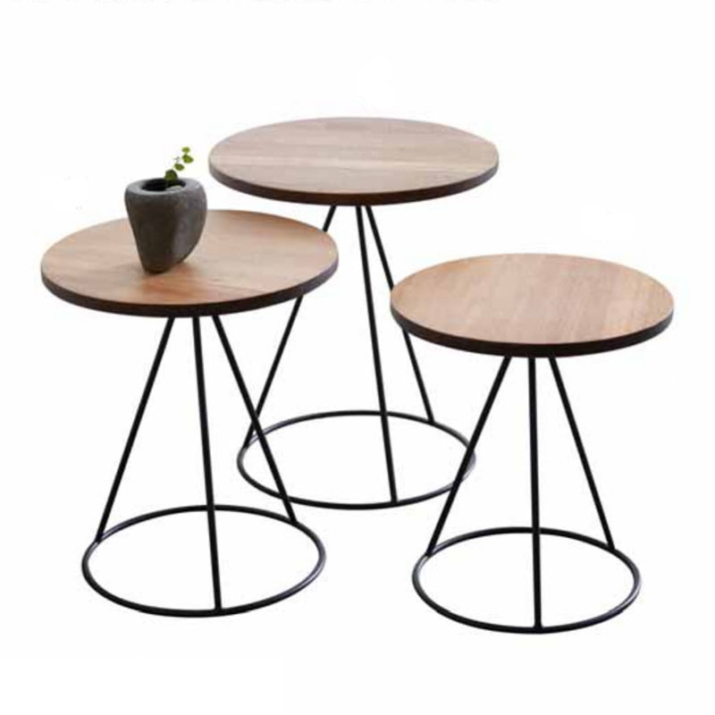 ARCATA solid wood round nest of table (set of 3)