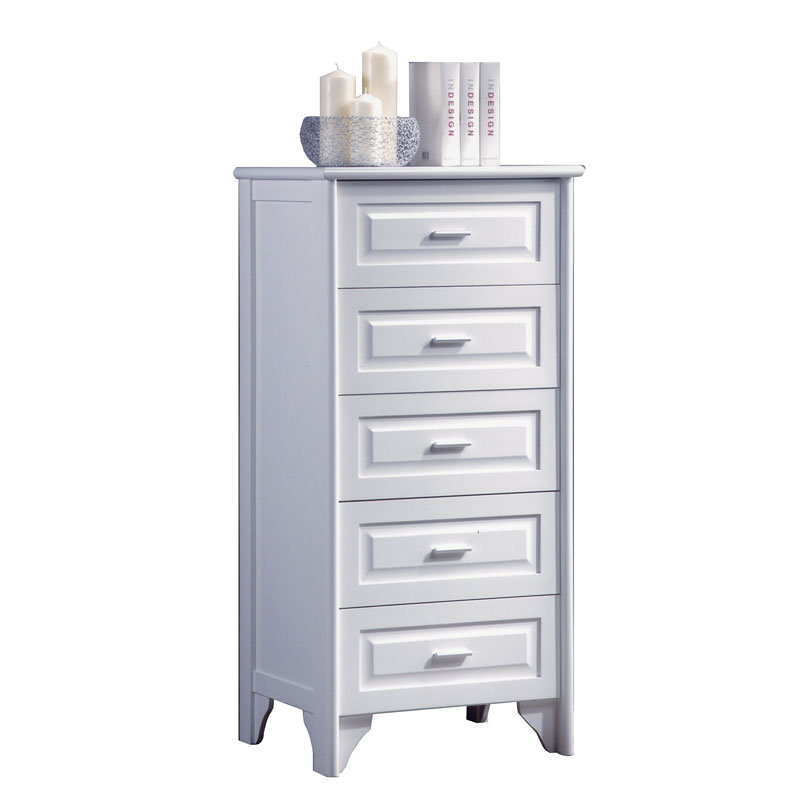 VIRGINIA solid wood 5 drawer tall boy chest-white