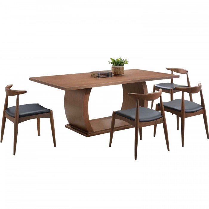 ARTHUR 6 seater solid wood dining set-walnut