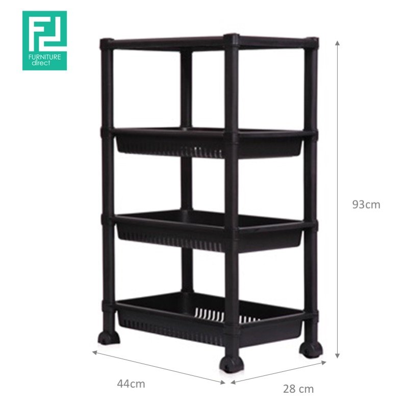 Felton FTR166 4 tier rectangular storage rack-black