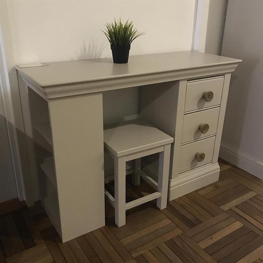 Clearance-Grey color study desk with stool