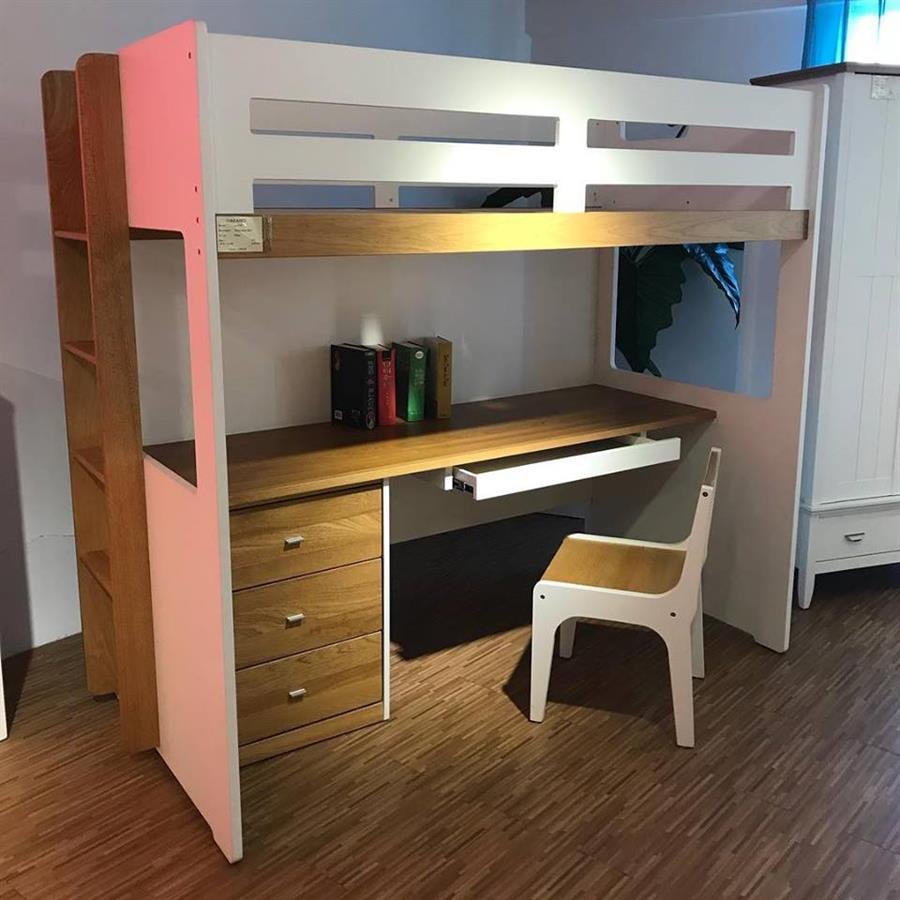 Clearance-solid oak kids loft bed with chair