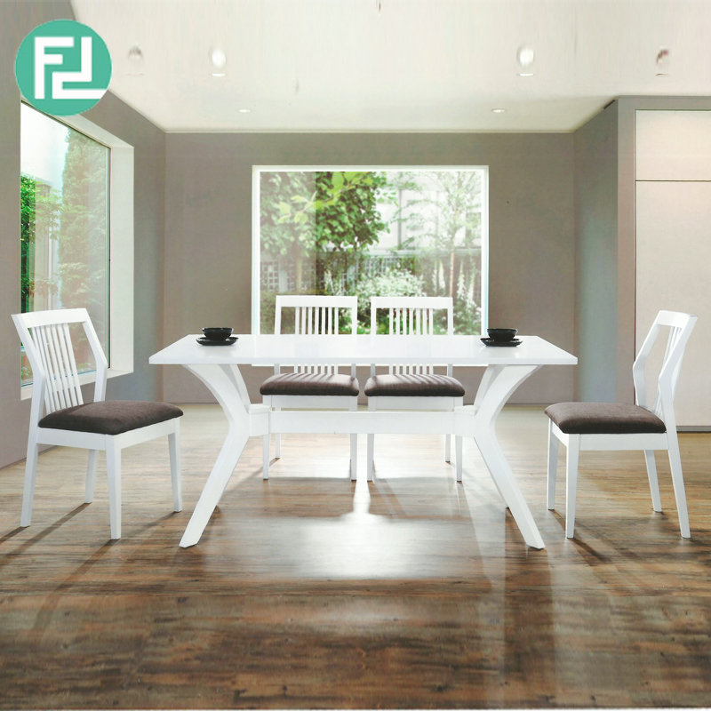METRO 6 seater solid wood dining set-white