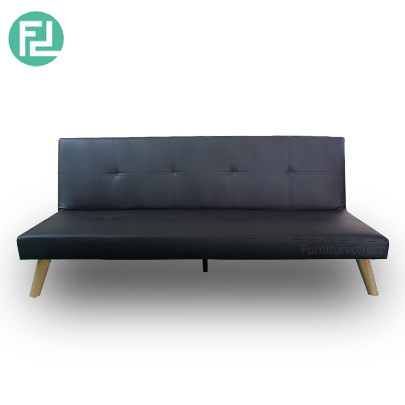 JAMIE 3 seater PVC sofa bed-black