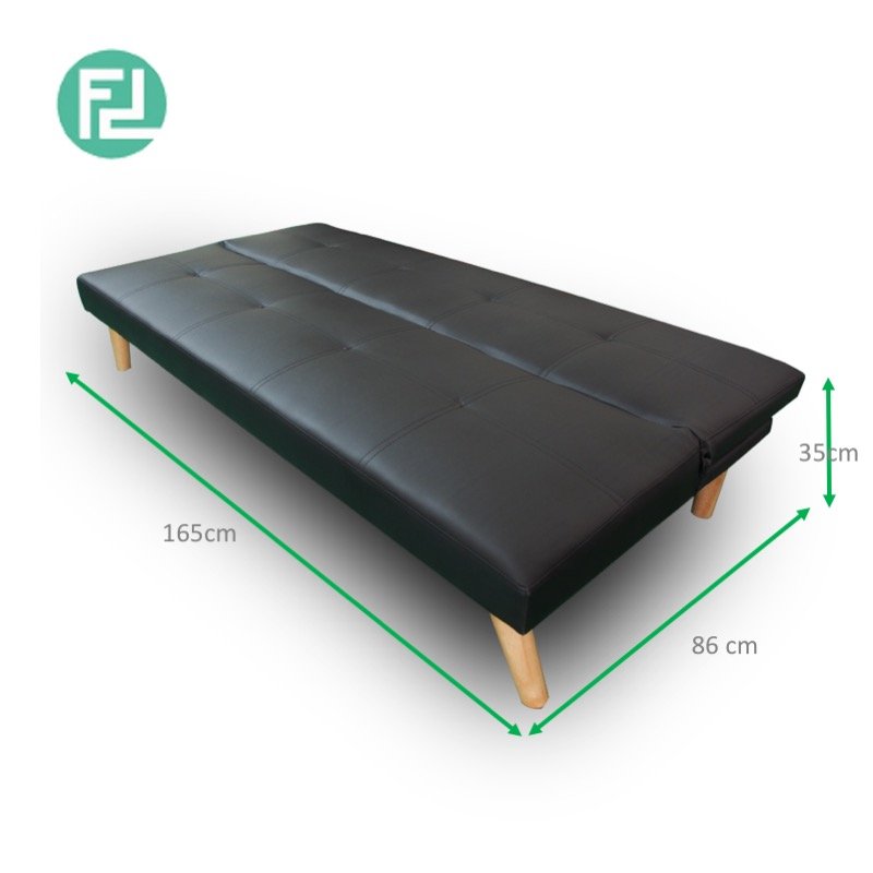 JAMIE 3 seater PVC sofa bed-black