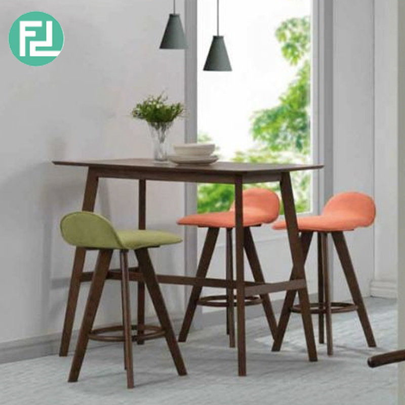 HARVEY solid wood compact bar set with 4 barstool-walnut