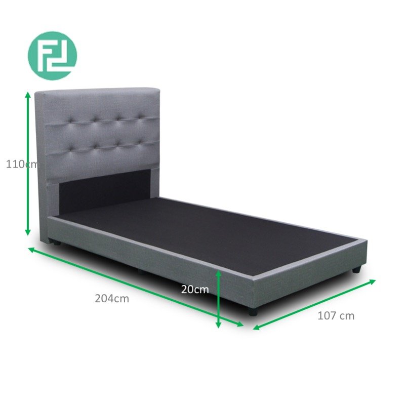 BEKKER super single size 3 1/2" waterproof fabric divan bed-Grey