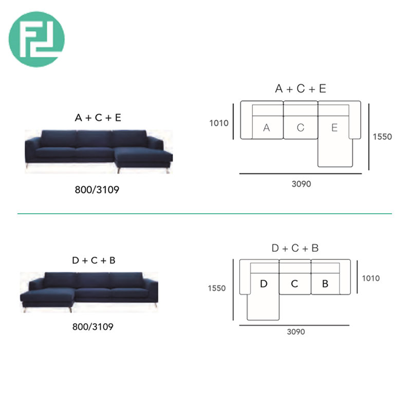 SOFA - 3 SEATER 'L' SHAPE WITH RIGHT