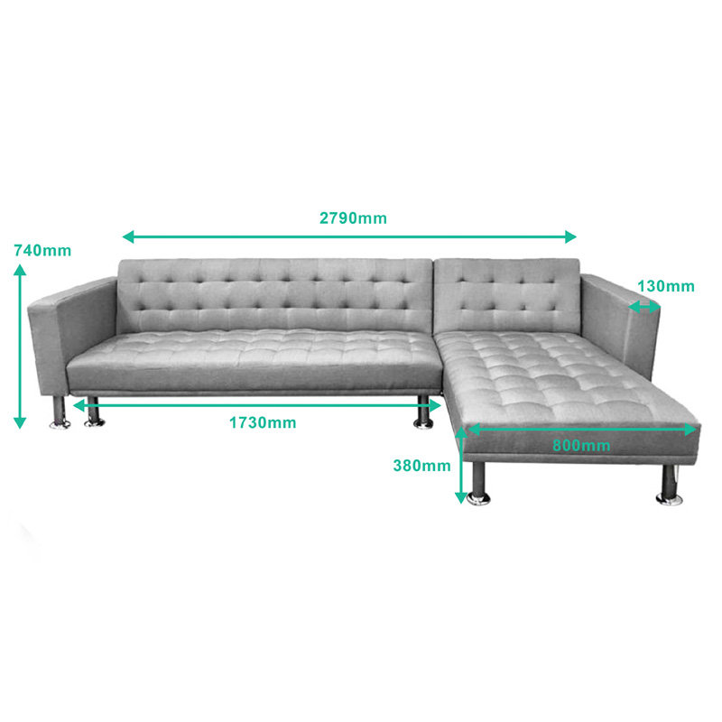 LAWRIE 3 seater L shaped sofa bed-grey