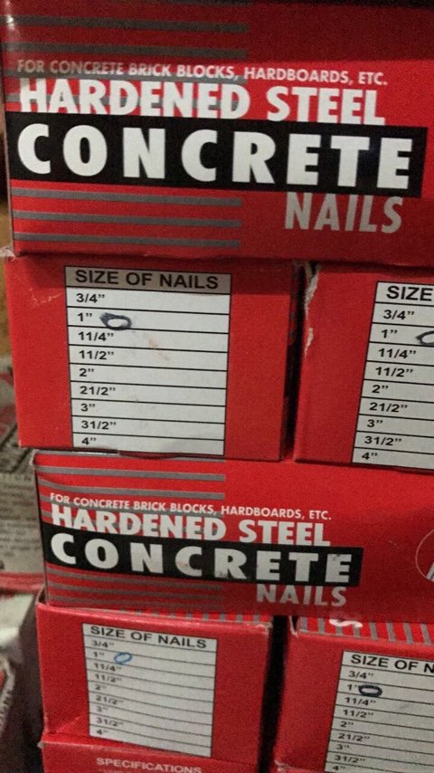 Hardened Steel Concrete Nails