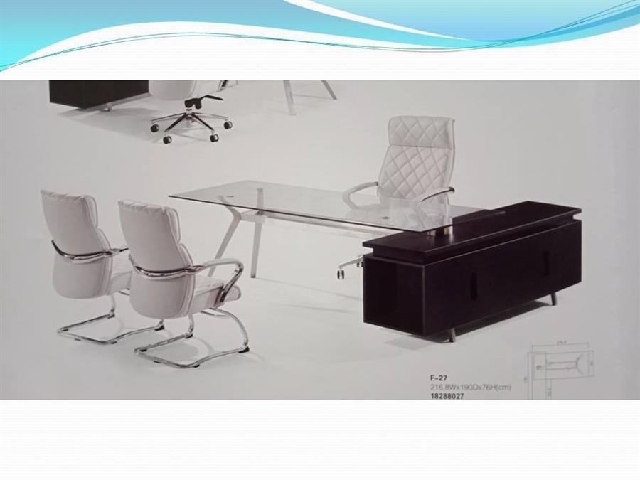 Director Table - Leather Series - F-27 with Glass Top