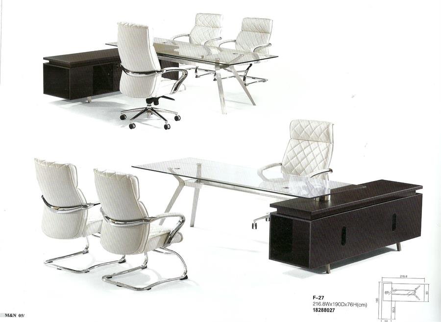 Director Table - Leather Series - F-27 with Glass Top