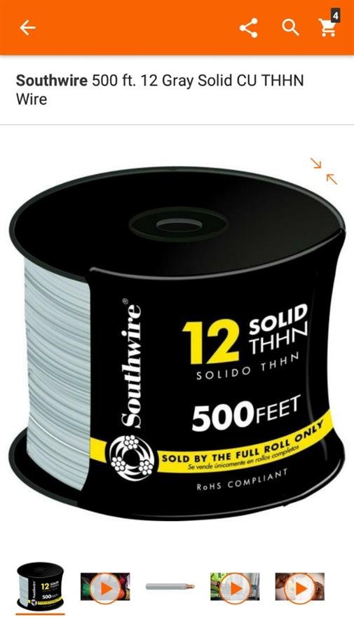 Southwire 500 ft. 12awg. THHN SOLID WIRE