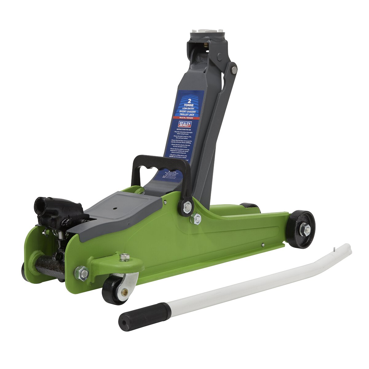 Trolley Jack 2tonne Low Entry Short Chassis - Hi-Vis Green