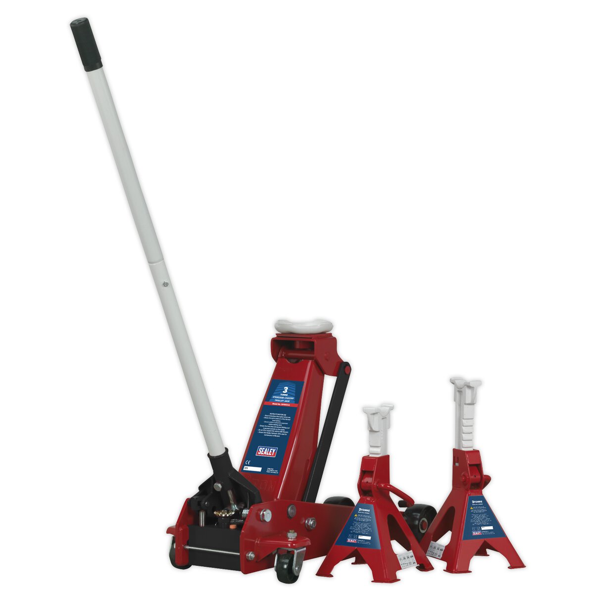 Trolley Jack 3tonne Standard Chassis with Axle Stands (Pair) 3tonne Capacity per Stand