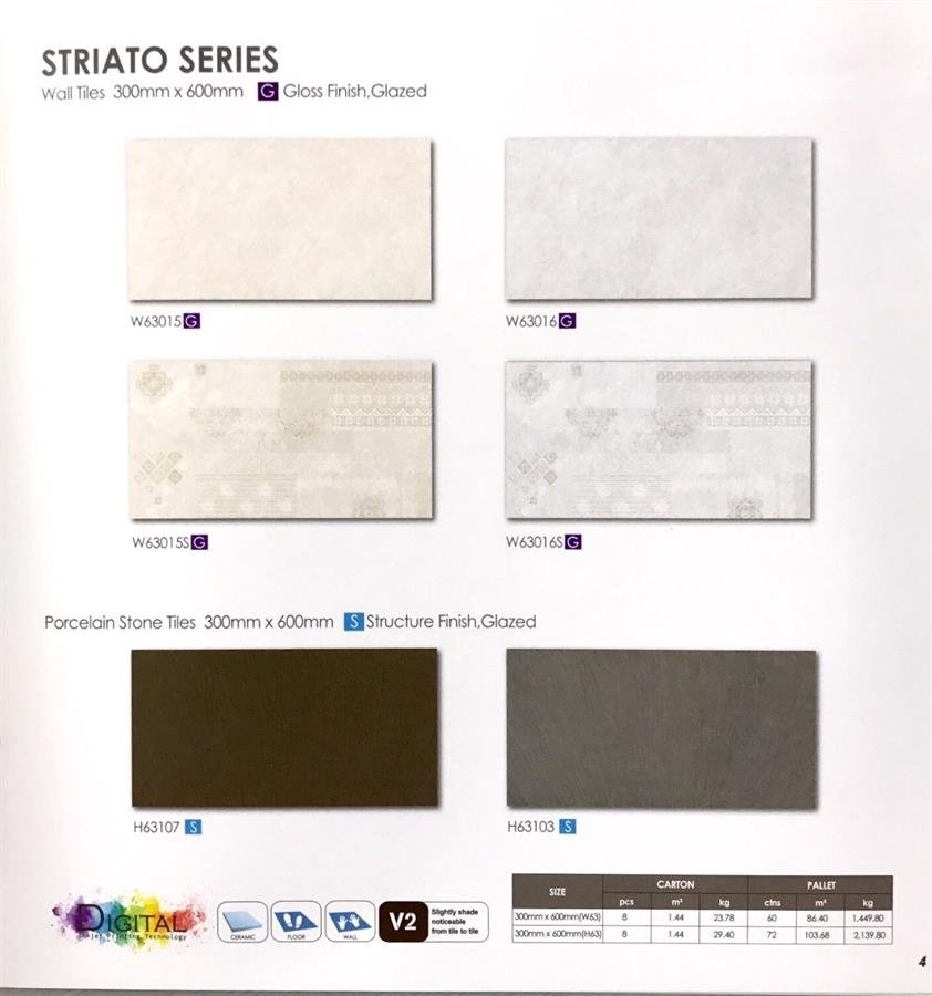 White Horse Striato Series Wall Ceramic Tiles / Porcelain Stone 300x600mm Gloss Finish, Glazed / Structure Finish, Glazed