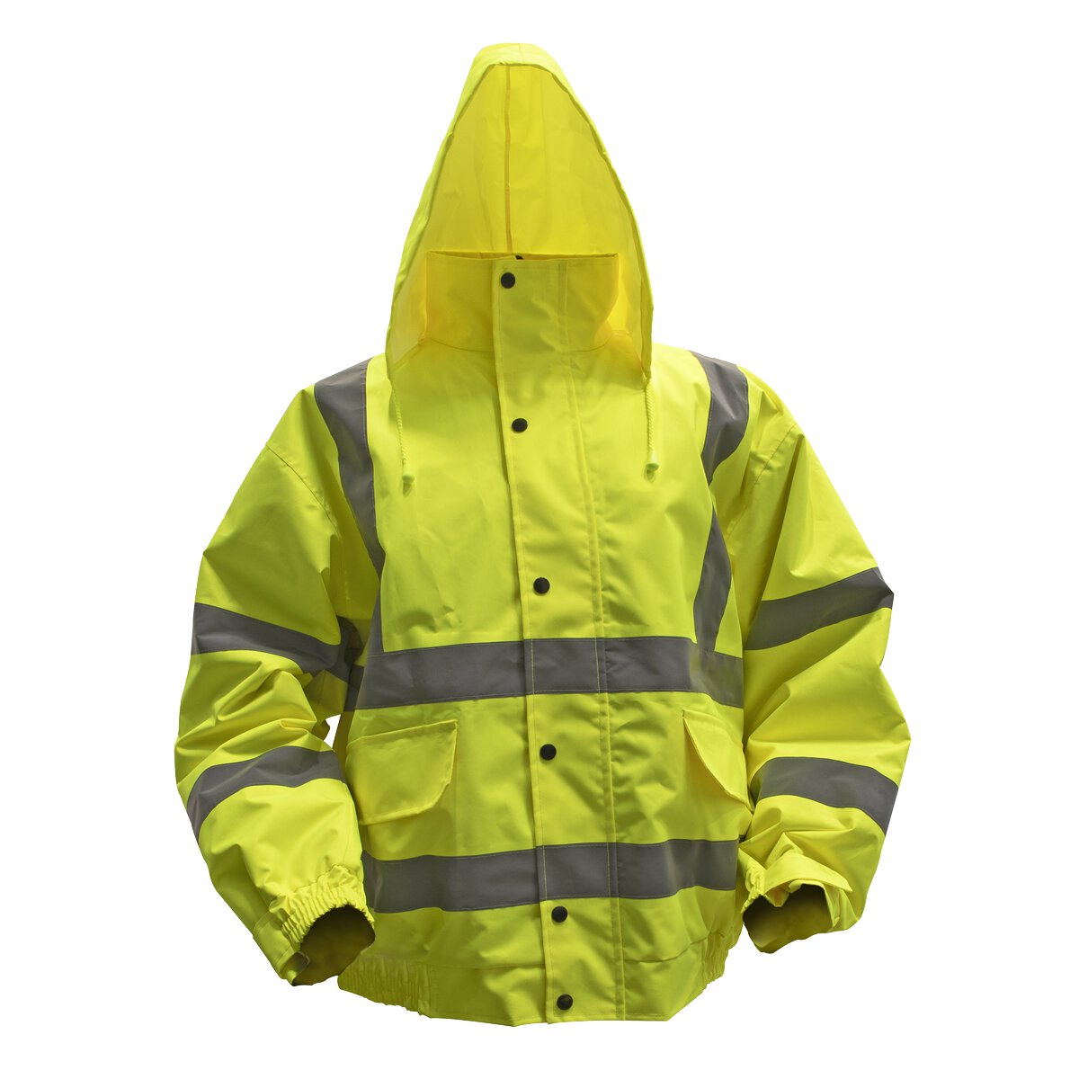 Hi-Vis Yellow Jacket with Quilted Lining & Elasticated Waist - Medium