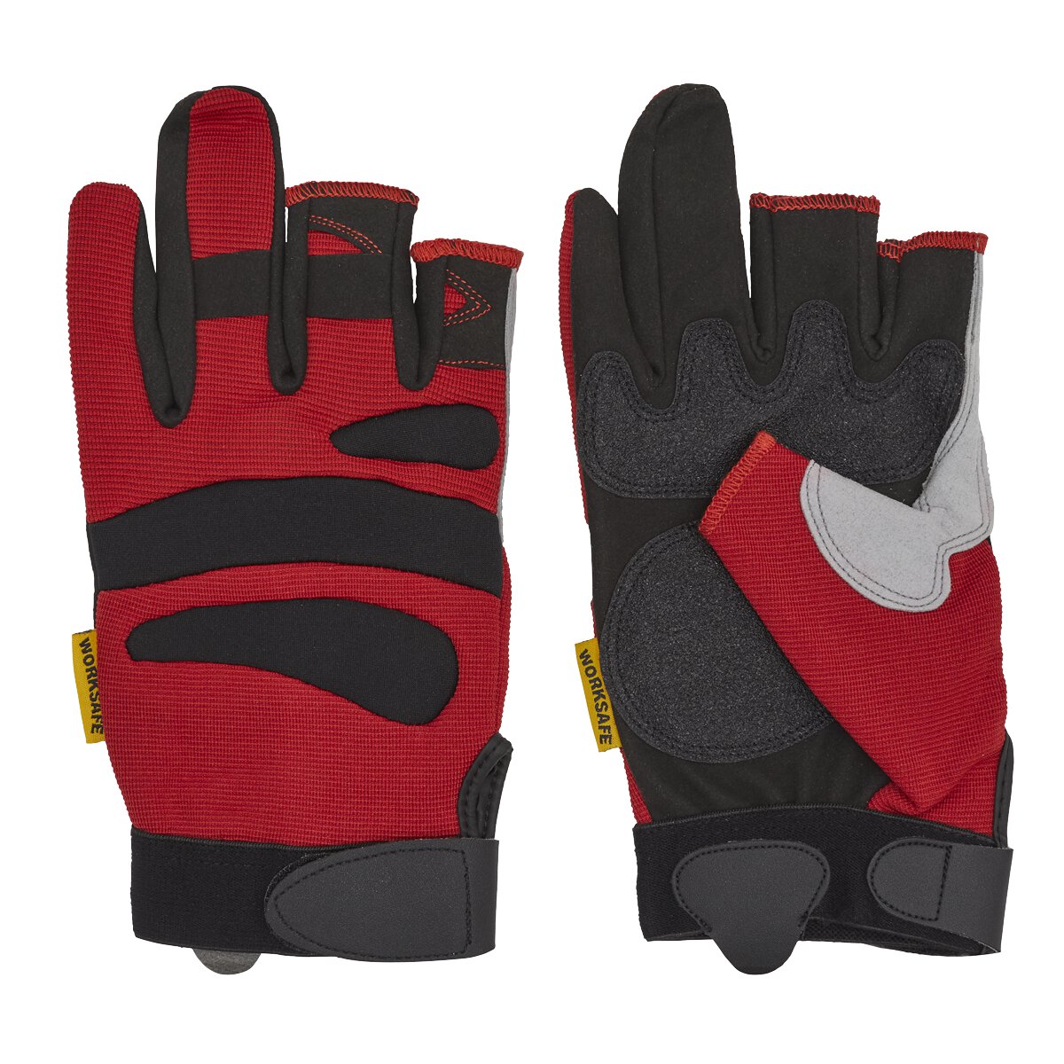 Red Fingerless Multi-Task Gloves Large - Pair
