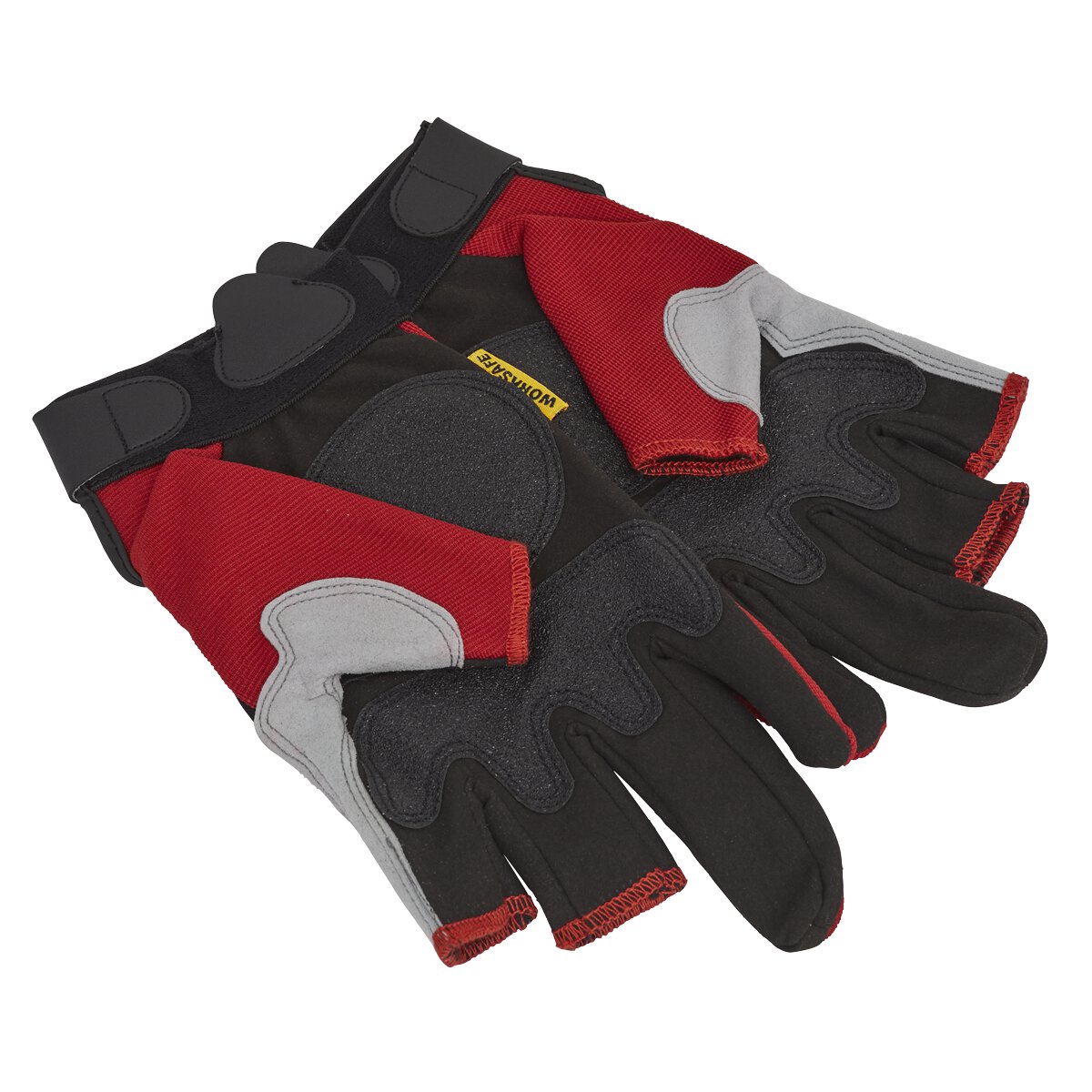 Red Fingerless Multi-Task Gloves Large - Pair