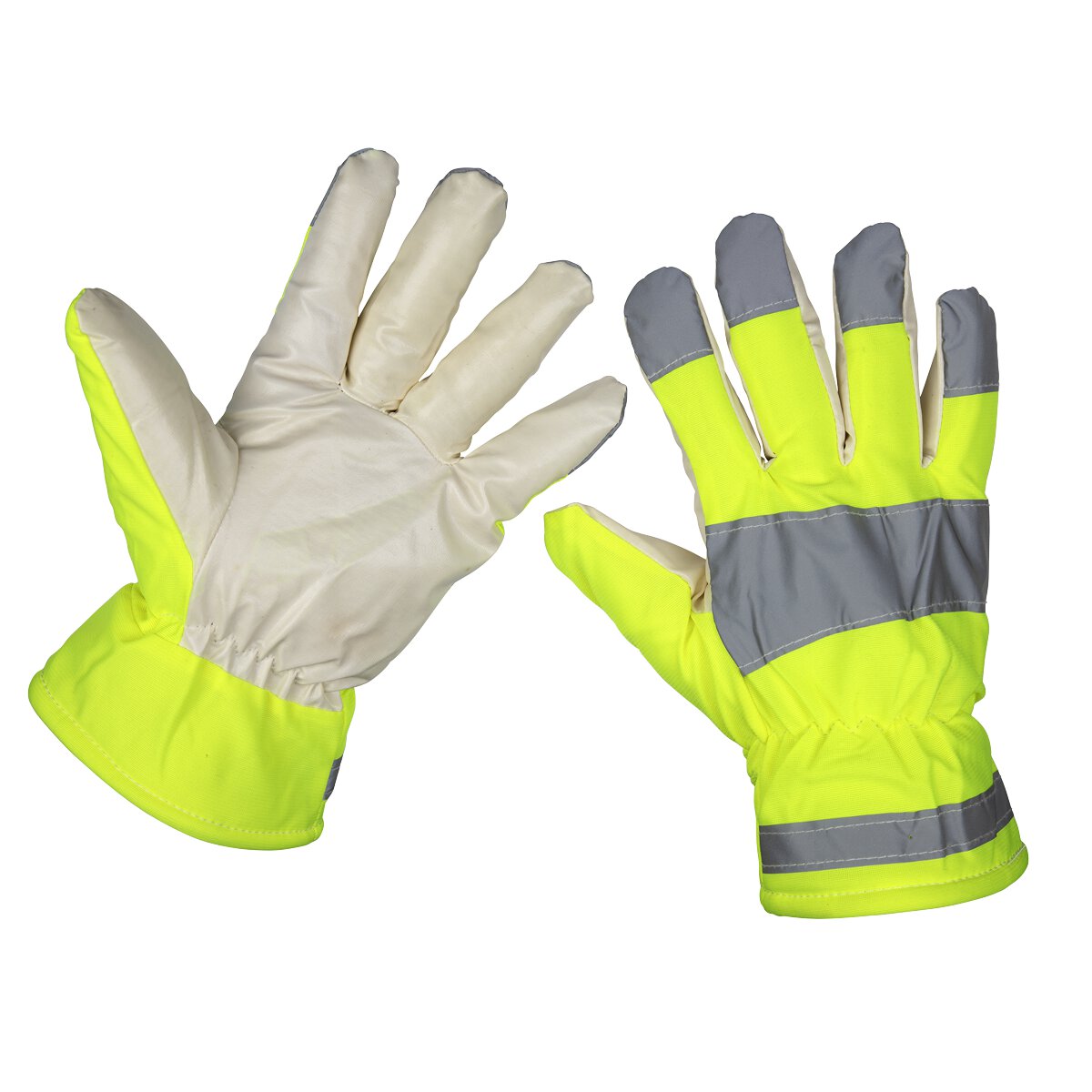 Yellow Hi-Vis Warm Hand Gloves - One-Size Pair