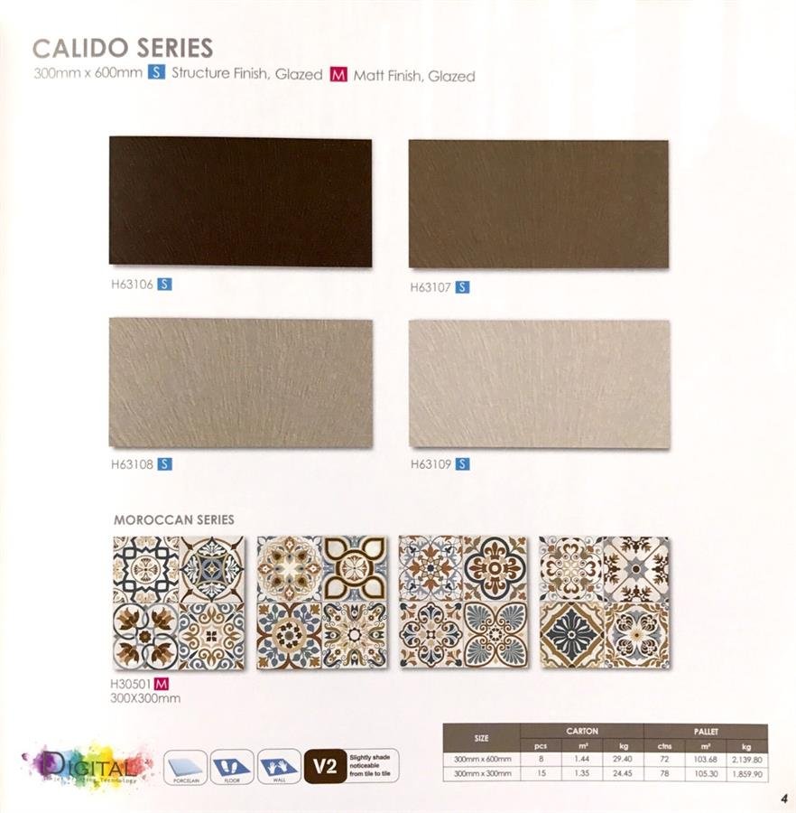 White Horse Calido Series Porcelain Stone Tiles 300x600mm Matt Finish, Glazed / Structure Finish, Glazed
