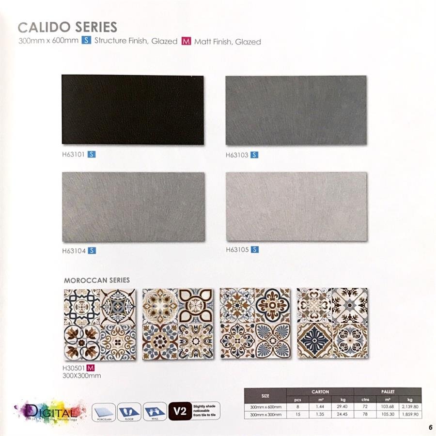 White Horse Calido Series Porcelain Stone Tiles 300x600mm Matt Finish, Glazed / Structure Finish, Glazed