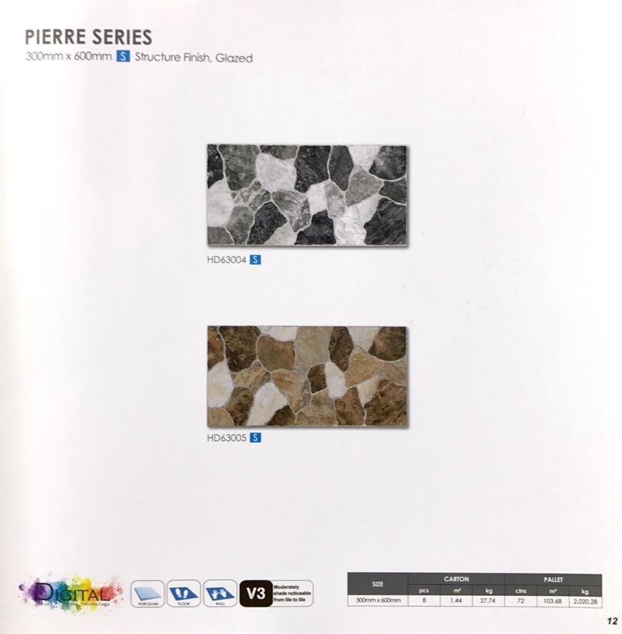 White Horse Pierre Series Porcelain Stone Tiles 300x600mm Structure Finish, Glazed