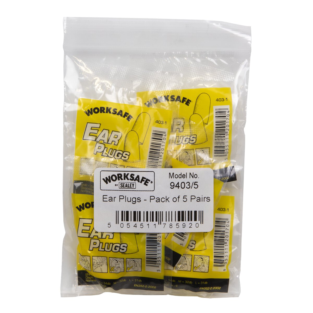 Ear Plugs - Pack of 5 Pairs