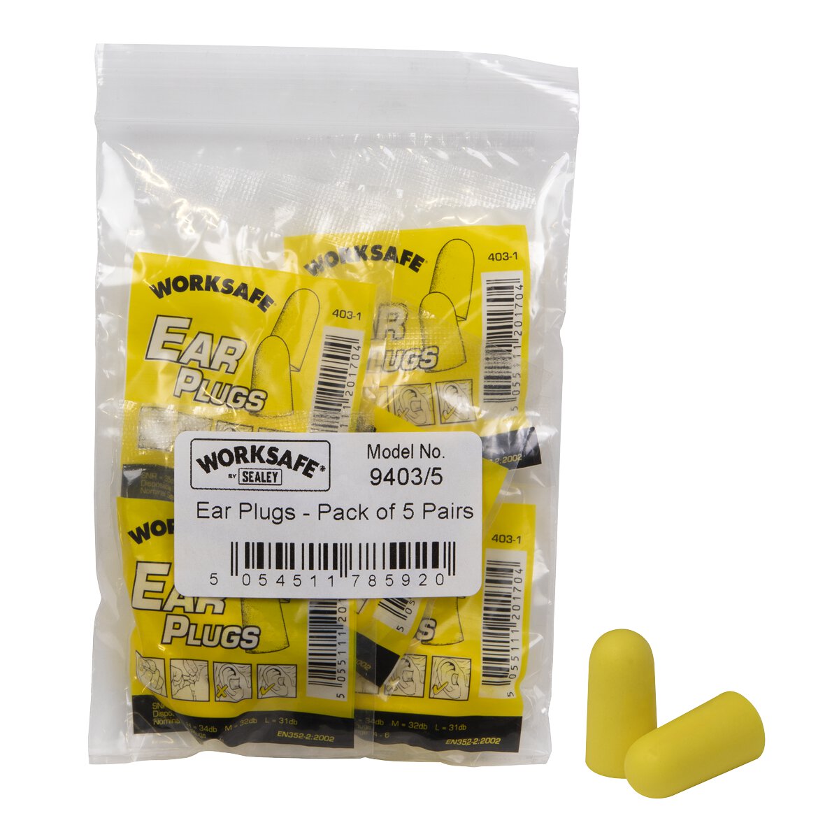 Ear Plugs - Pack of 5 Pairs