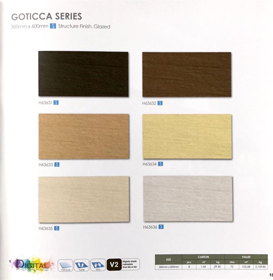 White Horse Goticca Series Porcelain Stone Tiles 300x600mm Structure Finish, Glazed