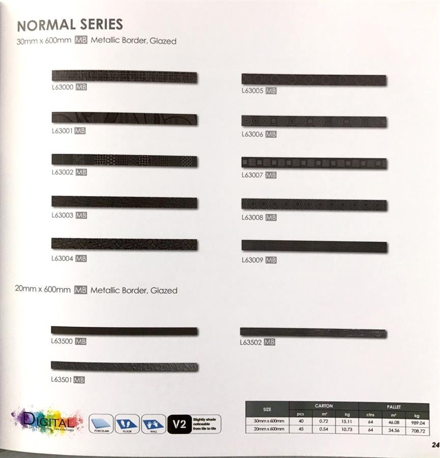 White Horse Normal Series Porcelain Stone Tiles 300x600mm Metalic Border, Glazed