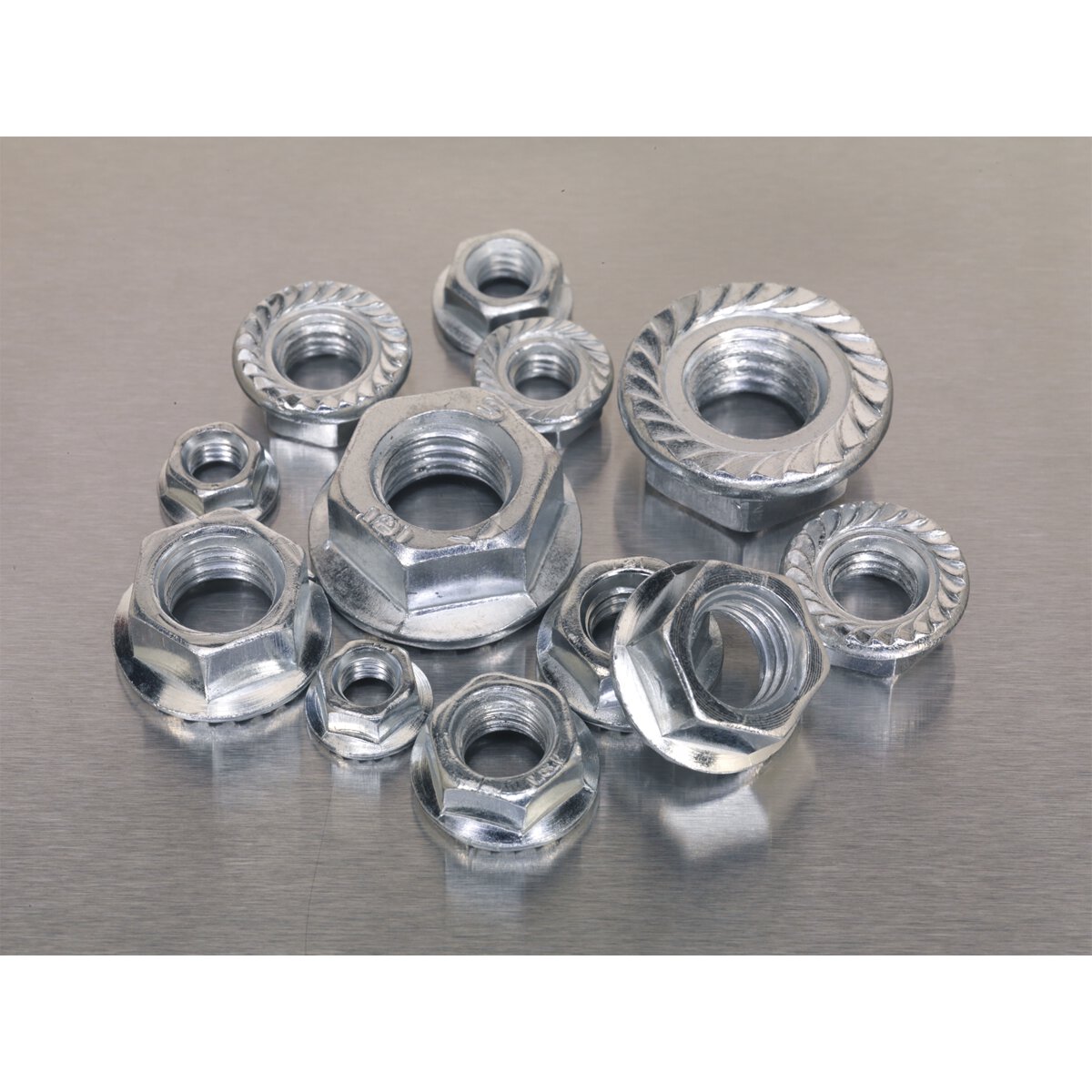 Flange Nut Assortment 390pc M5-M12 Serrated DIN 6923 Metric