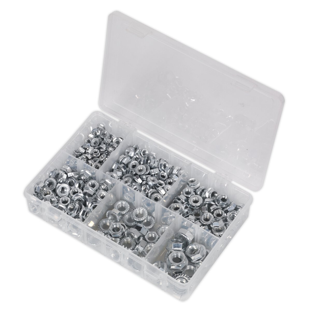 Flange Nut Assortment 390pc M5-M12 Serrated DIN 6923 Metric