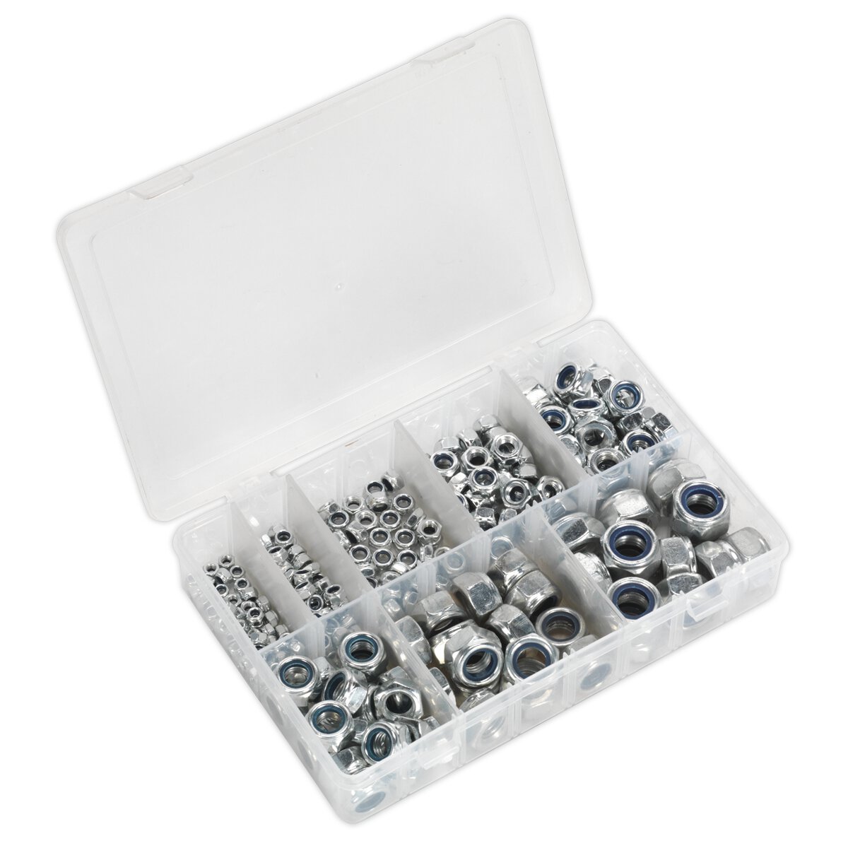 Nylon Lock Nut Assortment 255pc M4-M16 DIN 985