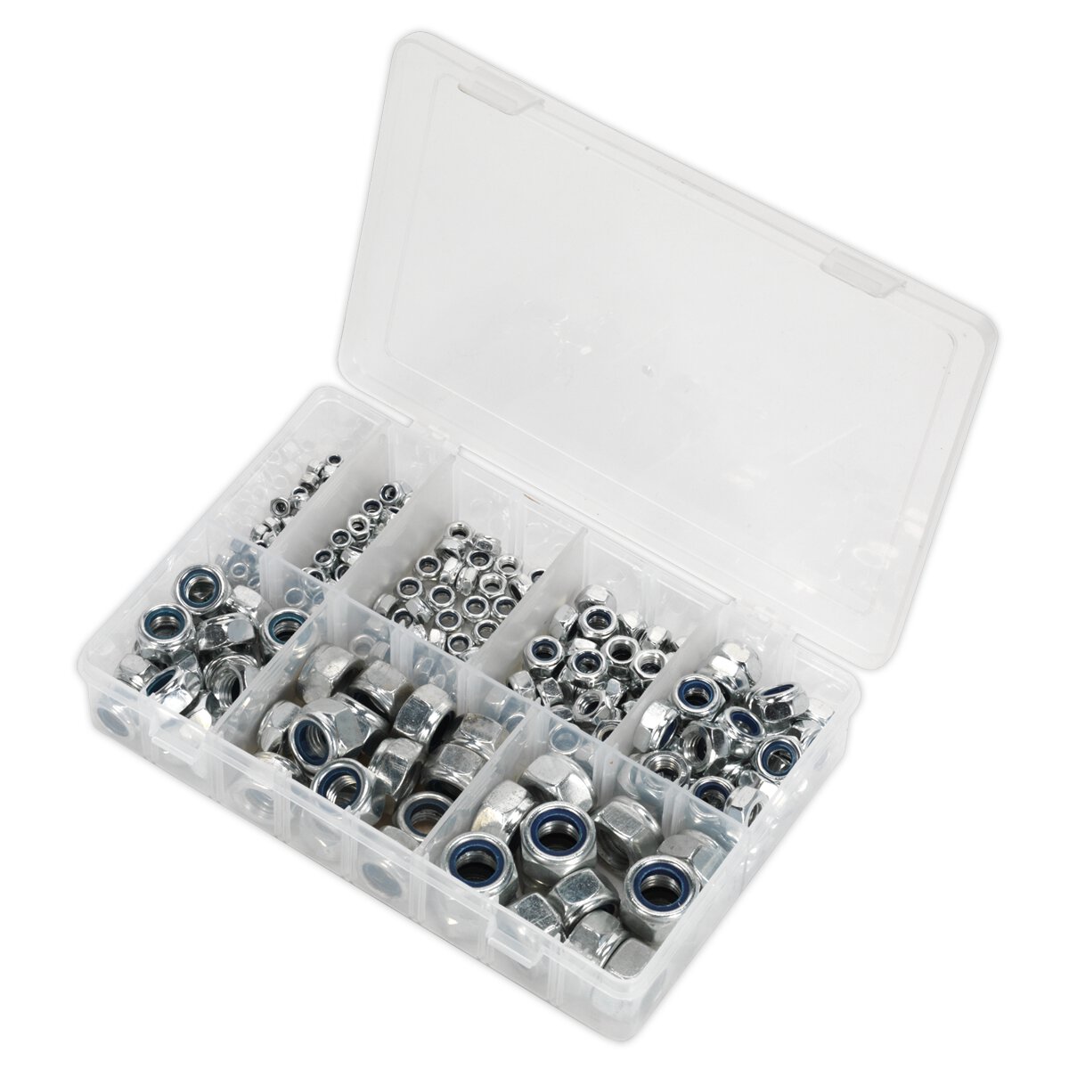 Nylon Lock Nut Assortment 255pc M4-M16 DIN 985