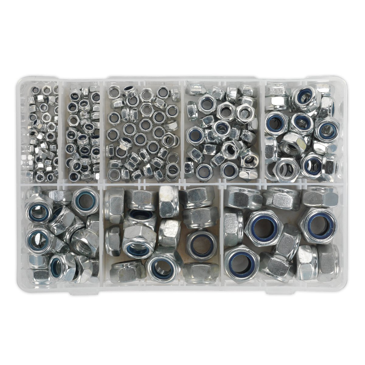 Nylon Lock Nut Assortment 255pc M4-M16 DIN 985