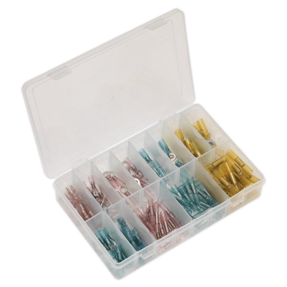 Adhesive Lined Heat Shrink Terminal Assortment 142pc Blue, Red & Yellow
